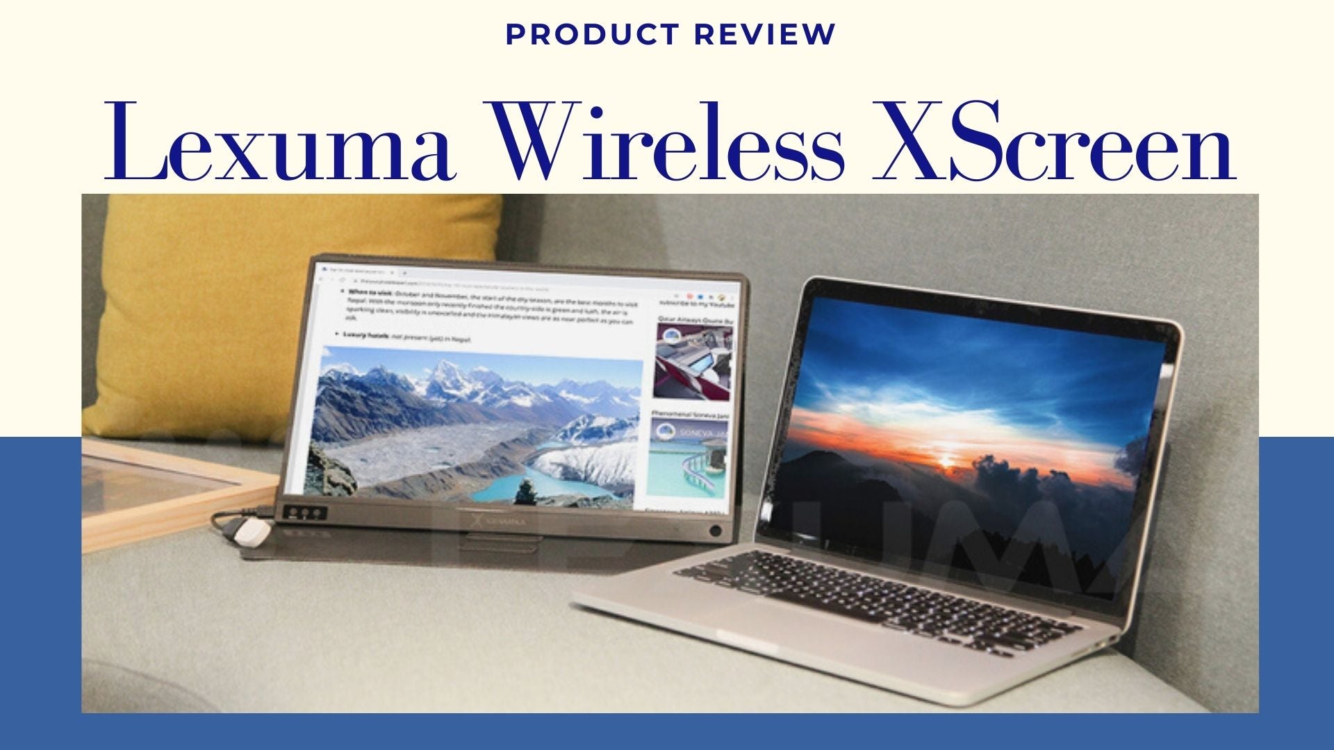 Lexuma Wireless Portable Monitor 15.6" Touch 1920x1080 XScreen Air IPS Ultra Slim Type-C HDMI 1080P Full HD USB Powered via smart view