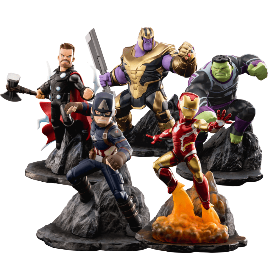 Here in GadgetiCloud, we offer you authorized Thailand Figure Producer --- Toylaxy. Marvel Avenger: End Game Wave1. It includes PVC cartoon-styled figures of Captain America, Iron Man, Thor, Thanos, Hulk. Check it NOW for more details~~~