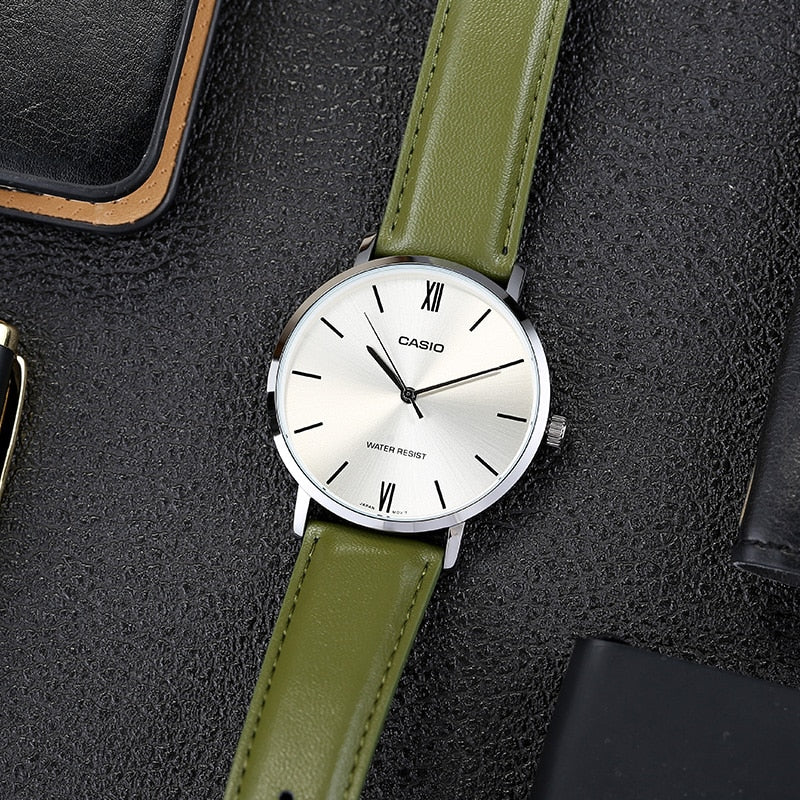Casio MTP-VT01GL-3BUDF Orologio Uomo In Pelle Verde | Quadrante Analogico Classico | Cinturino In Pelle Naturale - 3