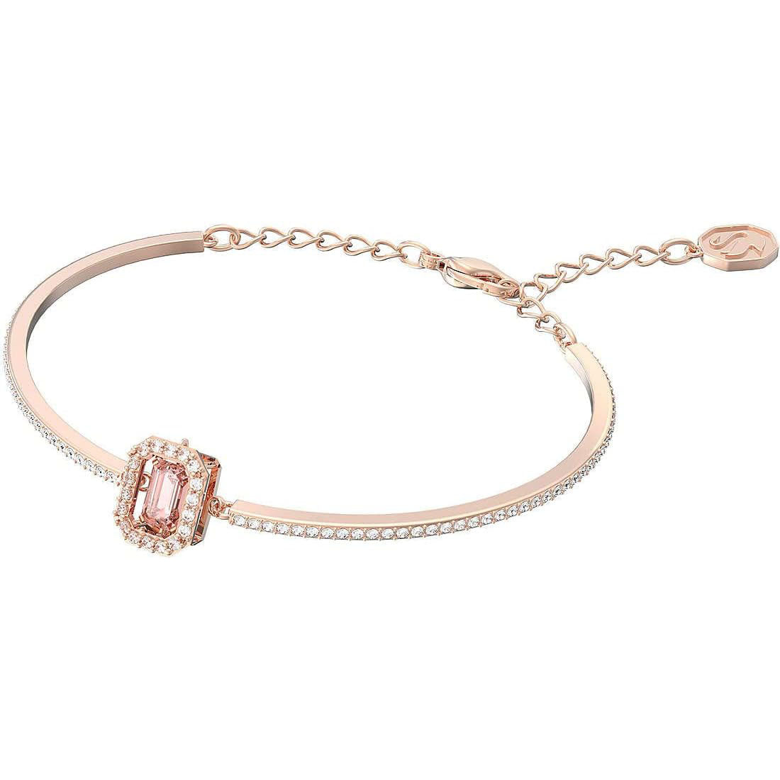 ブレスレット SWAROVSKI Una pink rose gold bangle 5620555 SWAROVSKI 5620555 Una bangle Octagon cut, Pave, Pink, Rose