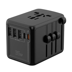 Universal Travel Travel Adapter PD 35W 3 Type-A 1 Type-C 1 PD Black 1