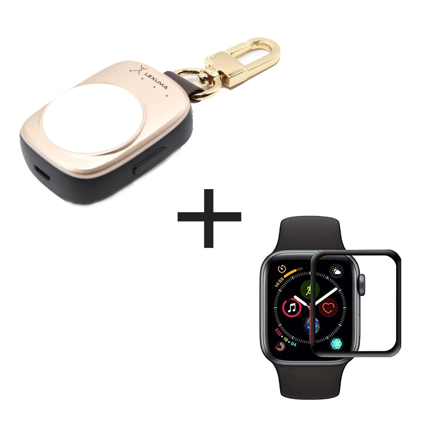 Apple Watch Power Bank and Apple Watch Series 4 and Series 5 3D Tempered Glass Screen Protector Combo - GadgetiCloud