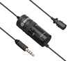 BOYA BY-M1 Pro universal lavalier microphone-compatible with PC smartphones camera audio recorders clip-on mic foam windscreen close up turn on/off