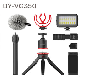 BOYA BY-VG350 universal smartphone video kit ideal for youtuber vlogger videographer filming video shotgun microphone condenser microphone shoe mount camera mobile phone application package