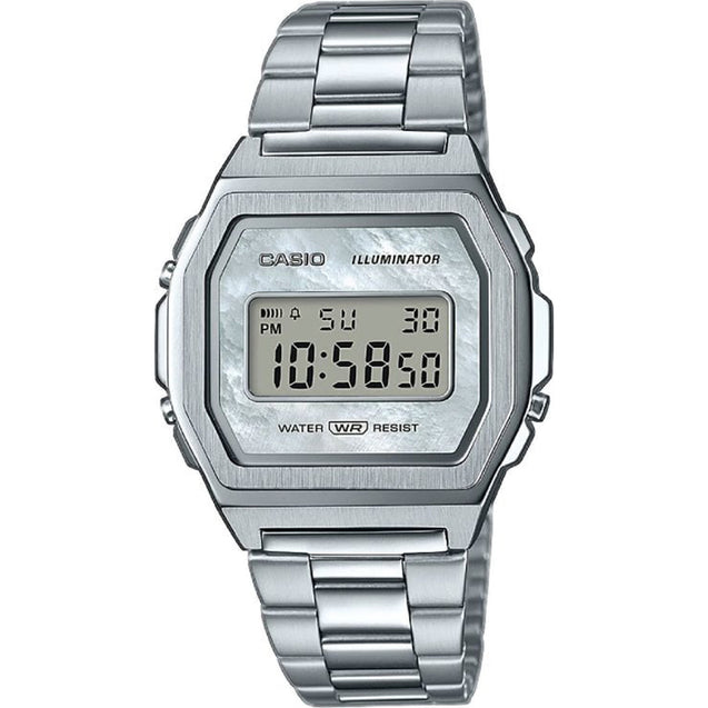 CASIO Collection Womens Digital Watch with Stainless Steel Strap #A1000D-7EF
