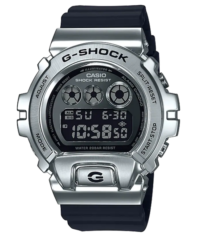 CASIO G-SHOCK Men's 25th Anniversary Limited Edition Digital Stainless Steel and Black Resin Strap Watch #GM-6900-1DR