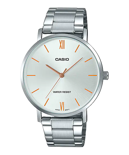 CASIO Men's Stainless Steel Minimalistic Silver Dial 3-Hand Analog Watch #MTP-VT01D-7BUDF