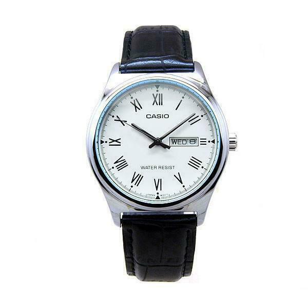 CASIO Men's Standard Analog Black Leather Band Black Dial Watch #MTP-V006L-7BUDF
