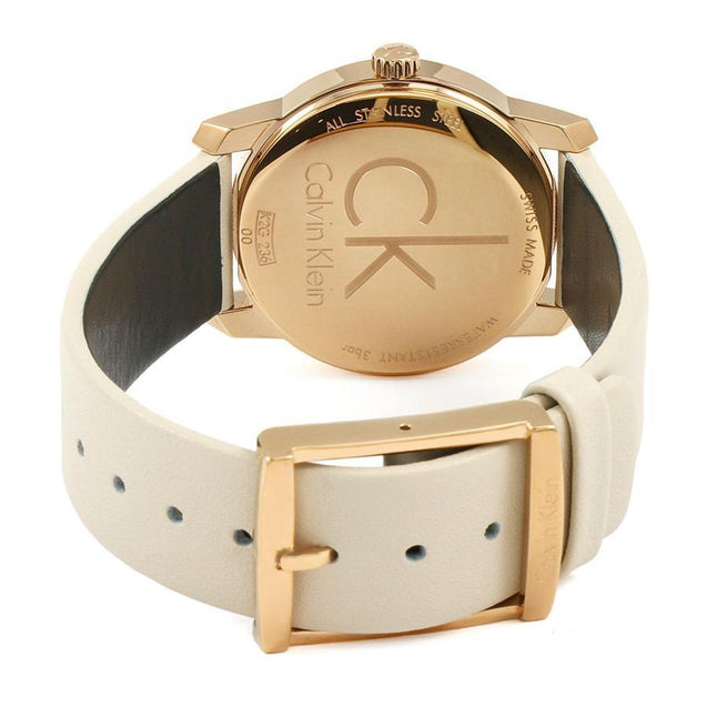 NEW Calvin Klein City Leather Ladies Watches - Beige K2G236X6