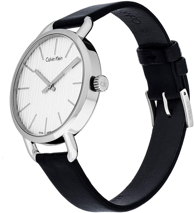 NEW Calvin Klein Even Leather Ladies Watches - Black K7B231C6