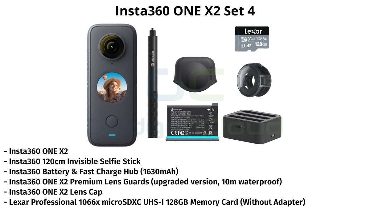 Insta360 ONE X2 Bundle with 128GB Memory Card & Invisible Selfie Stick