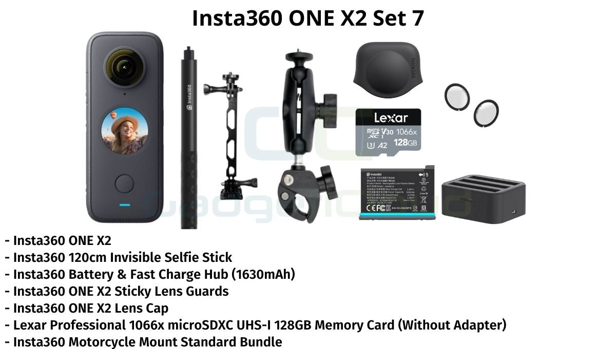 Insta360 ONE X2 360 Camera Bundle Includes 2 Extra Batteries, Charger,  Selfie Stick & 128GB Memory Card (5 Items)