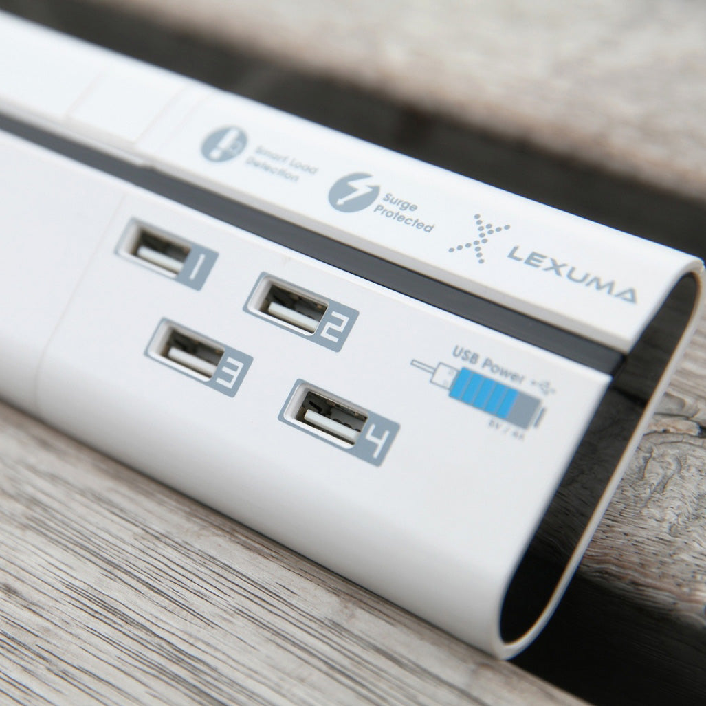 Lexuma XStrip – 4 Gang UK Surge Protector Power Strip with 4 USB Ports - GadgetiCloud