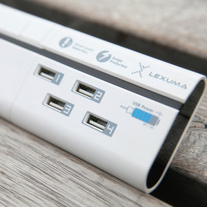 Lexuma XStrip – 4 Gang UK Surge Protector Power Strip with 4 USB Ports - GadgetiCloud