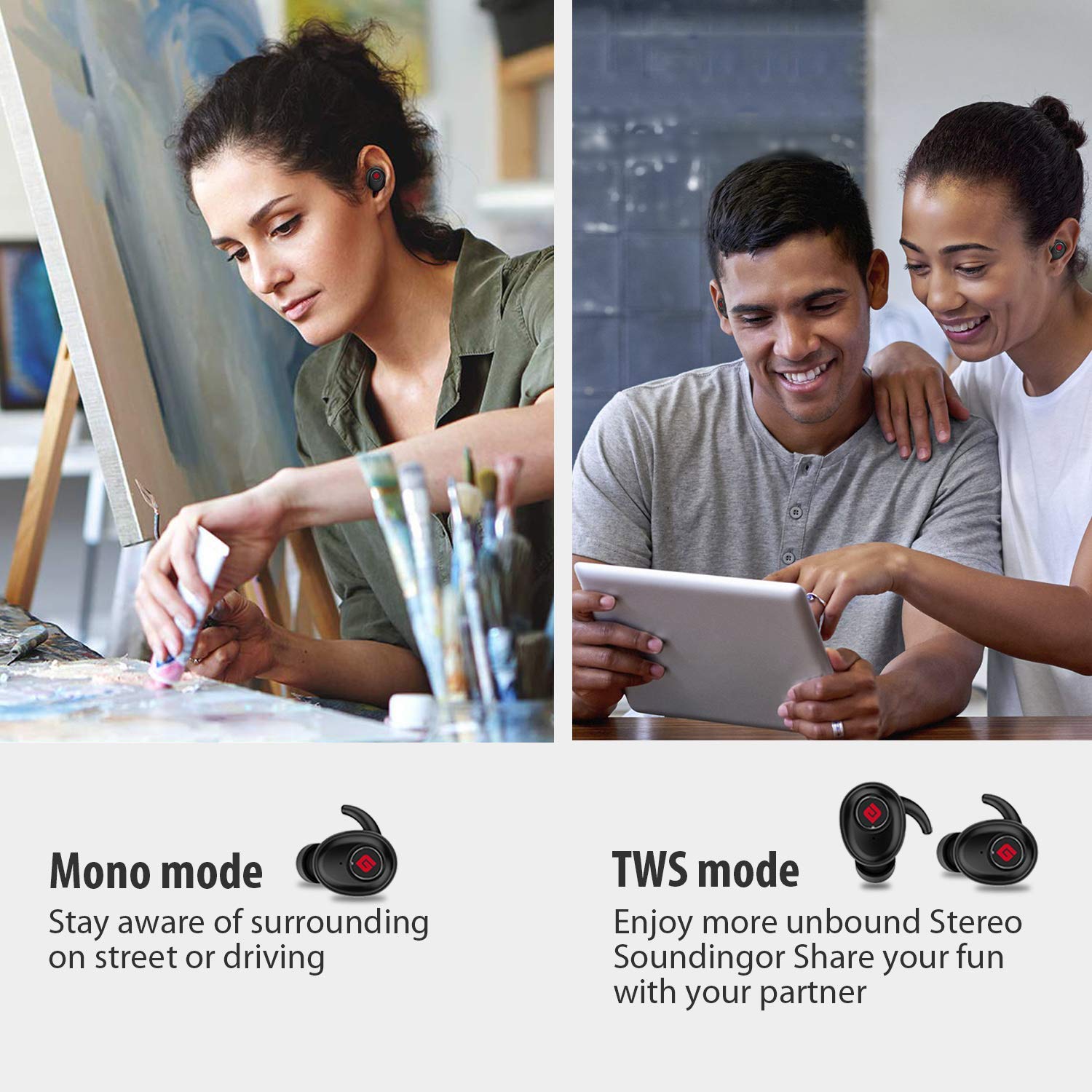 Geekee True Wireless In-Ear Bluetooth IPX5 Sports Earbuds [With Charging Case] - GadgetiCloud