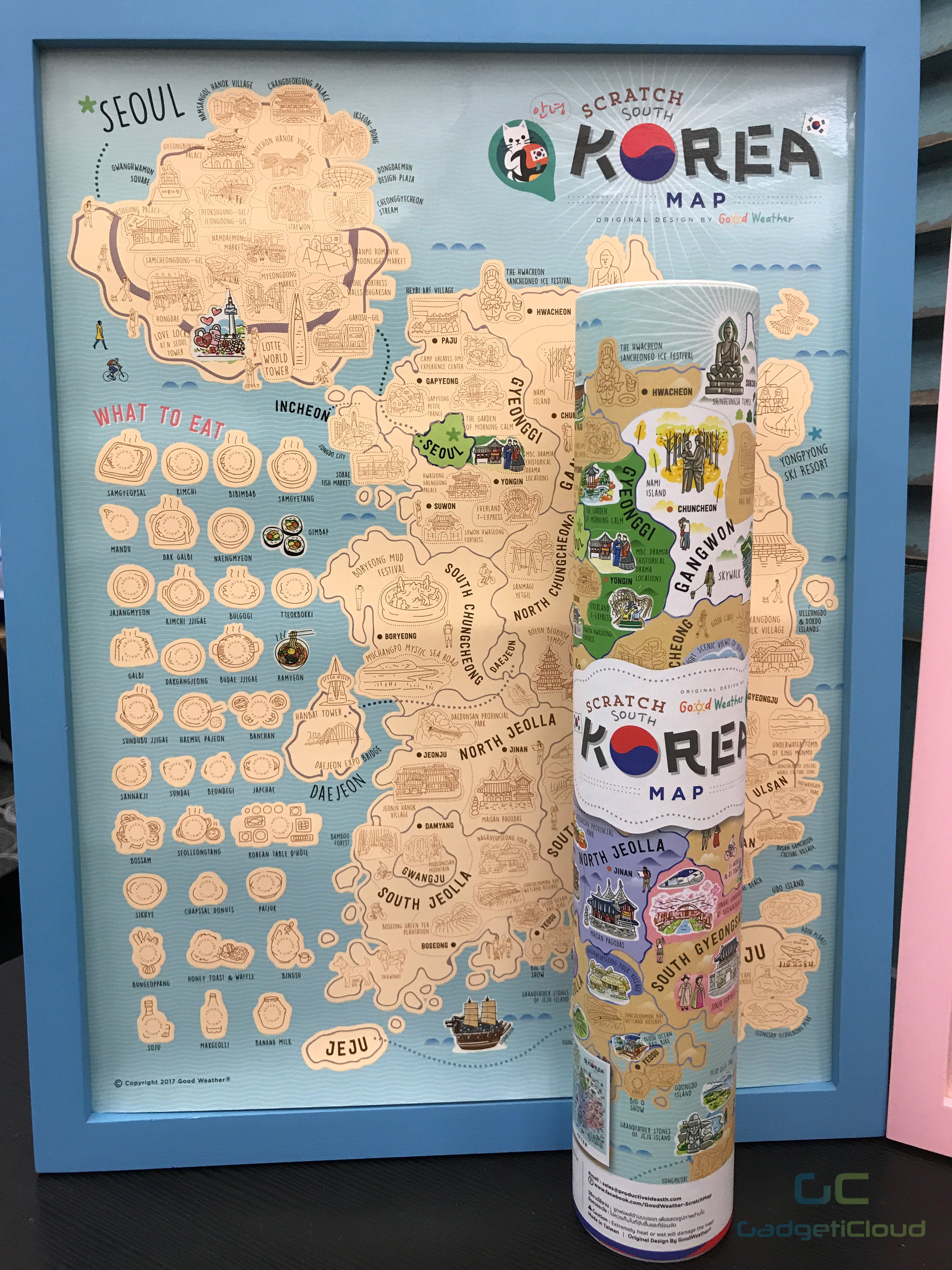 Korea Scratch Travel Map with Frame - GadgetiCloud