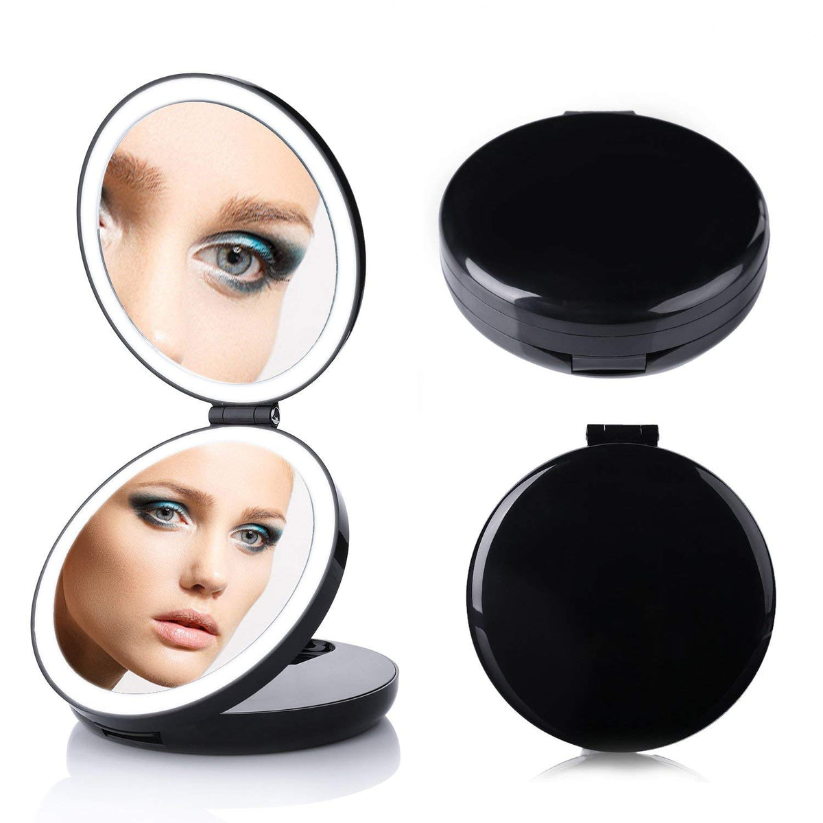 LED Lighted 3 fold Travel Compact Makeup Mirror 1X 7X Magnification led-lighted-3-fold-travel-compact-makeup-mirror-1x-7x-magnification