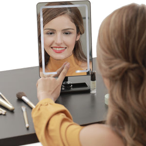 LED Lighted Desktop Makeup Vanity Mirror - 1X/10X Magnification - GadgetiCloud