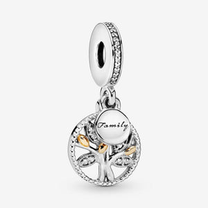 Pandora Family tree silver dangle with 14k and clear cubic zirconia #791728CZ