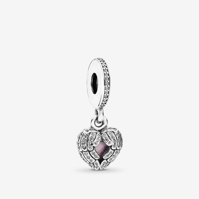 Pandora Angel wings silver dangle with clear cubic zirconia and soft pink enamel #791737CZ