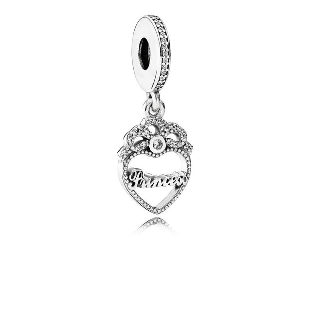 Pandora Princess Crown Heart Pendant Charm #791962CZ