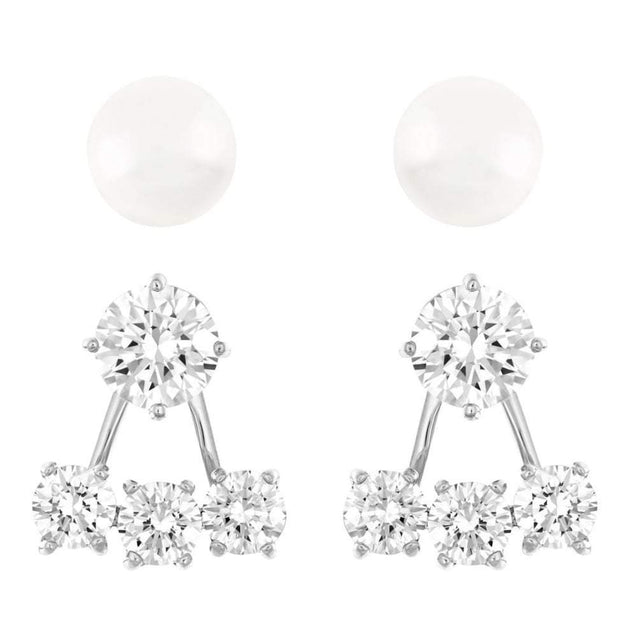 SWAROVSKI Attract Crystal Pearl & Clear Crystal Earring Jackets Set #5184312