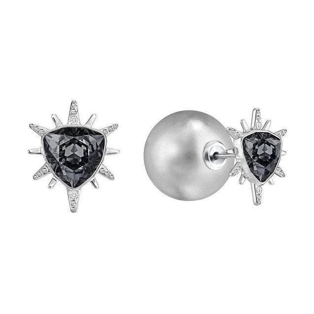 SWAROVSKI Fantastic Grey Crystal & Pearl Rhodium Earrings #5230607