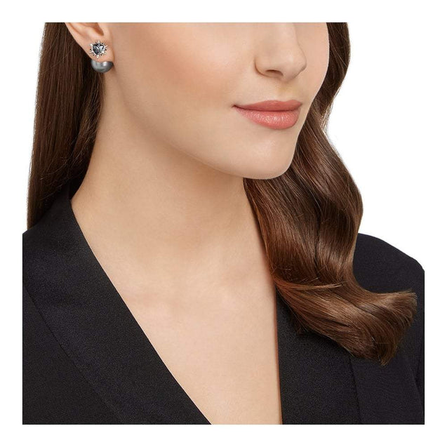 SWAROVSKI Fantastic Grey Crystal & Pearl Rhodium Earrings #5230607