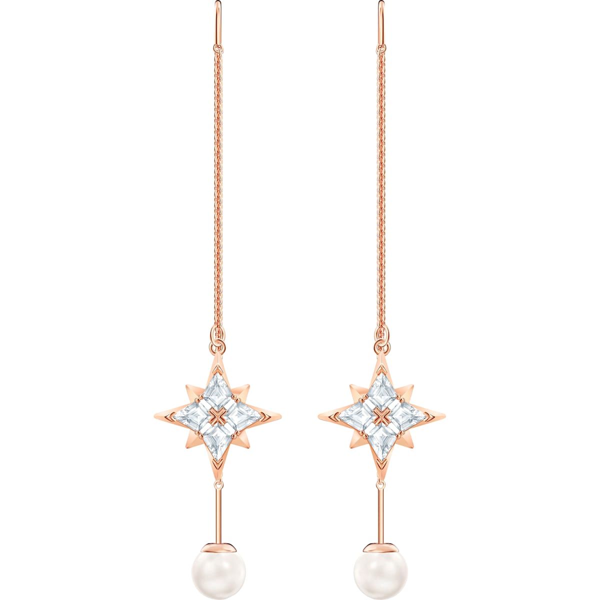 SWAROVSKI Symbolic Chain Pierced Earrings - White & Rose-gold tone plated #5494344