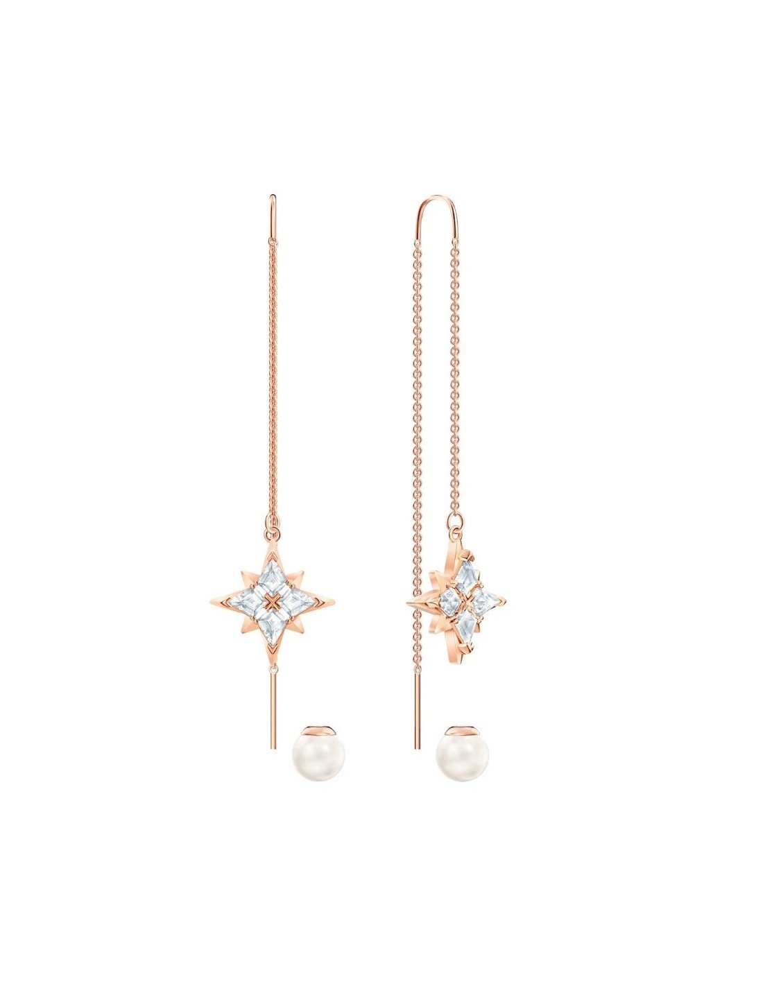 SWAROVSKI Symbolic Chain Pierced Earrings - White & Rose-gold tone plated #5494344