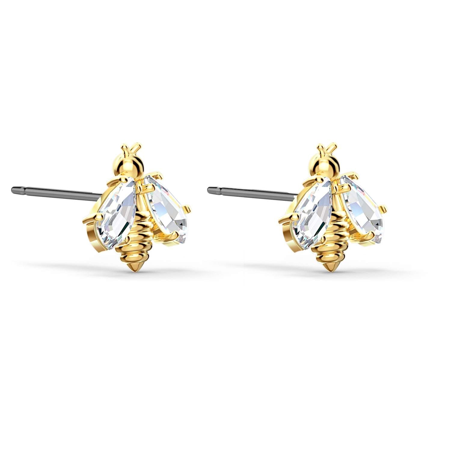 SWAROVSKI Eternal Flower Bee Earrings - White & Gold-tone plated #5518