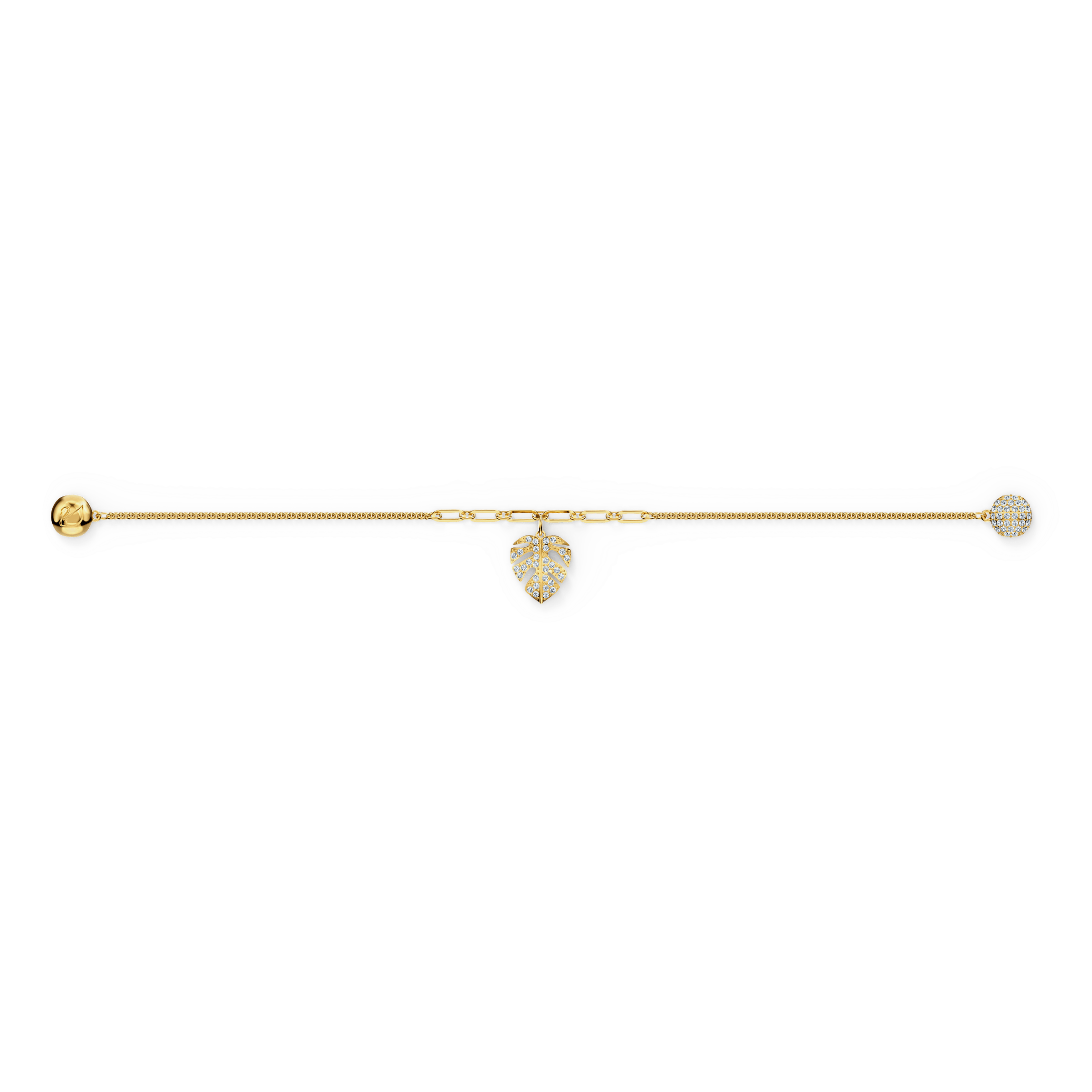 SWAROVSKI Remix Gold Tone Plated White Crystal Palm Leaf Bracelet - M size #5528850