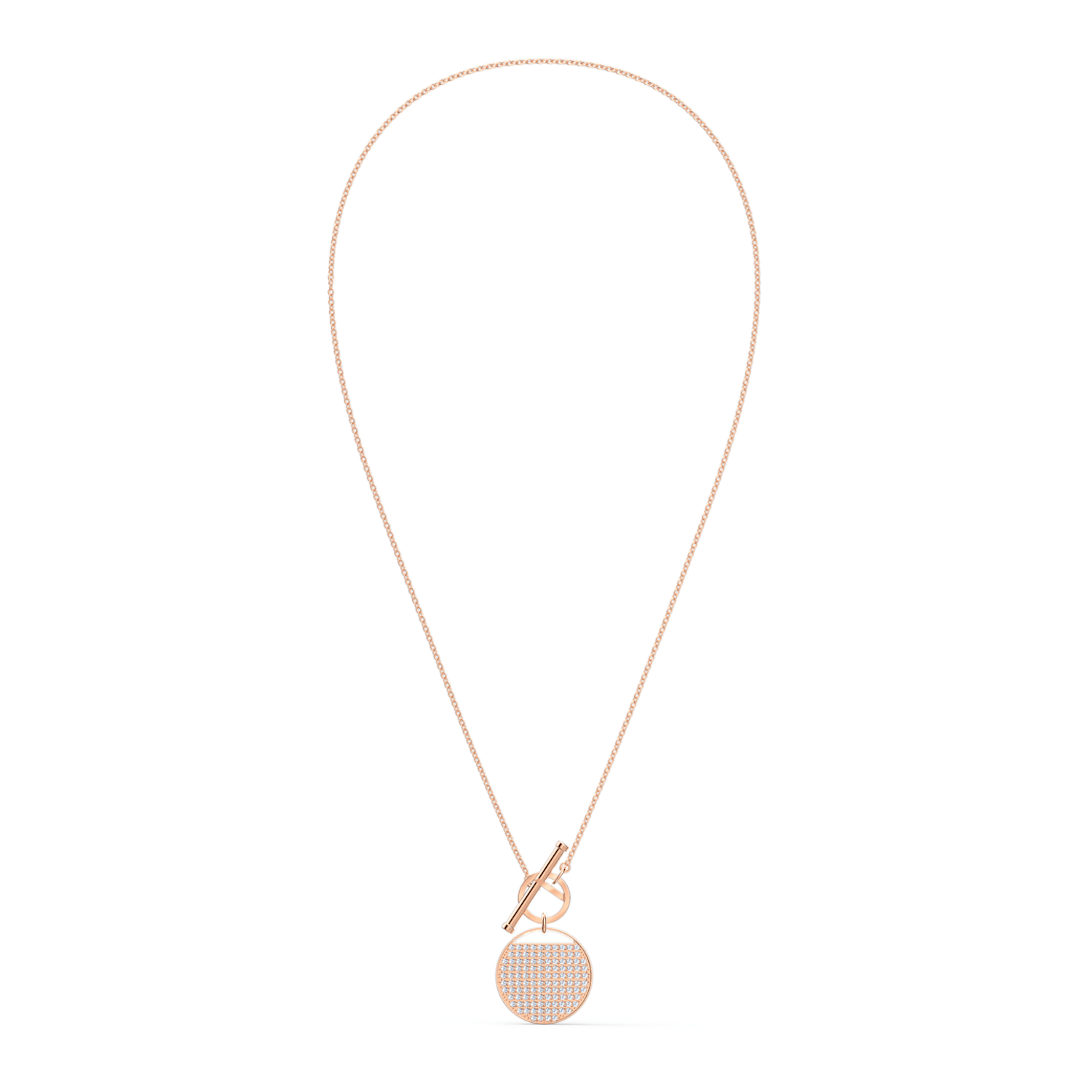 SWAROVSKI Ginger T Bar Necklace - White & Rose Gold Tone Plated #55675