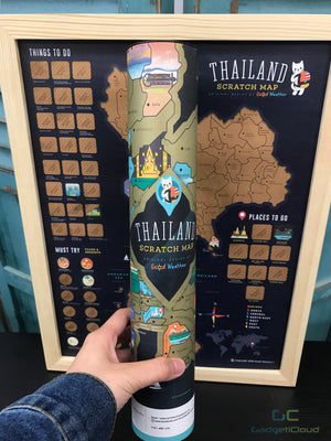 Thailand Scratch Travel Map with Frame - GadgetiCloud