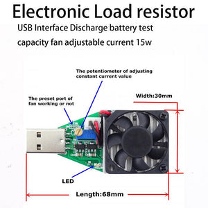 USB Interface Discharge battery test capacity fan adjustable current 15w - GadgetiCloud