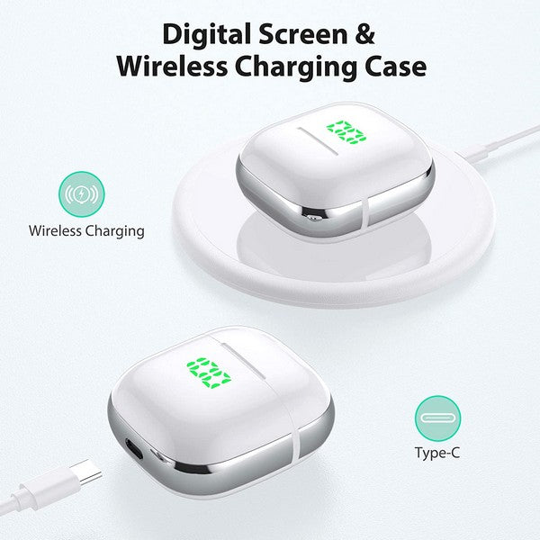  VEATOOL Wireless earbuds, Bluetooth 5.0 earphones with wireless charging case, touch control and built-in microphone waterproof in-ear true stereo earpods, single twin mode headphones 