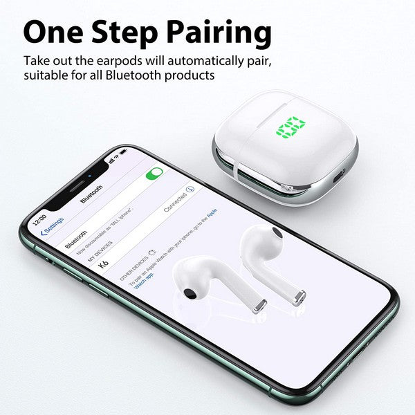  VEATOOL Wireless earbuds, Bluetooth 5.0 earphones with wireless charging case, touch control and built-in microphone waterproof in-ear true stereo earpods, single twin mode headphones 