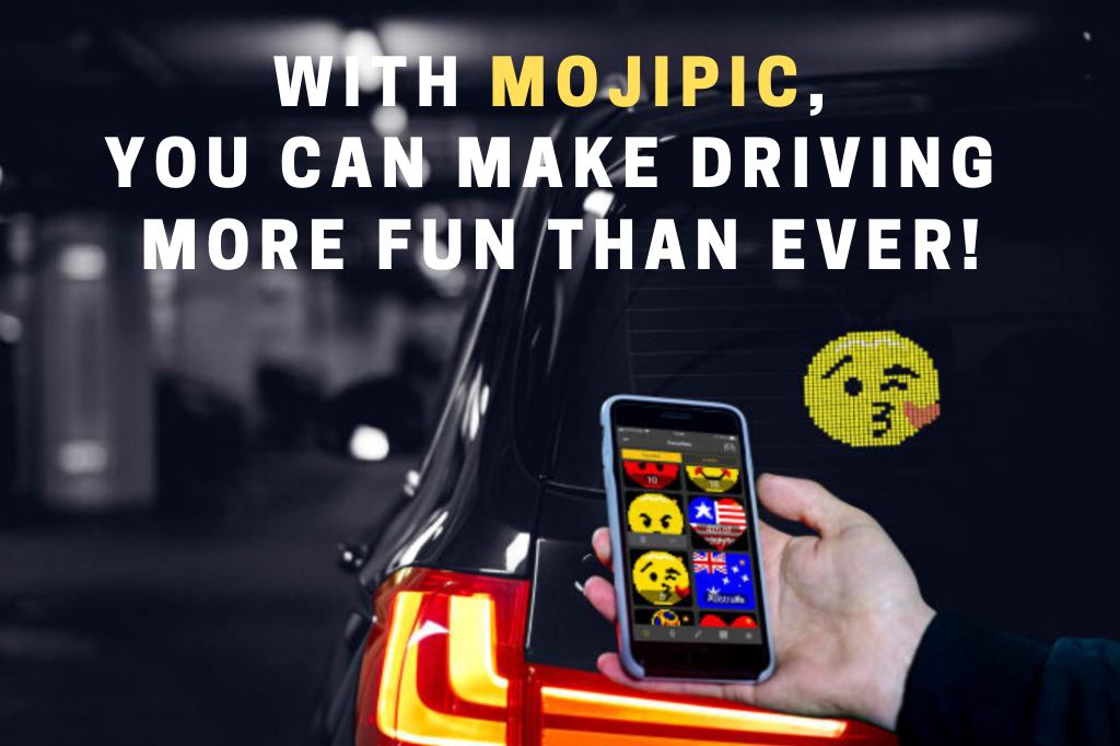 Mojipic led emojis display car rear window led board baby in car messages