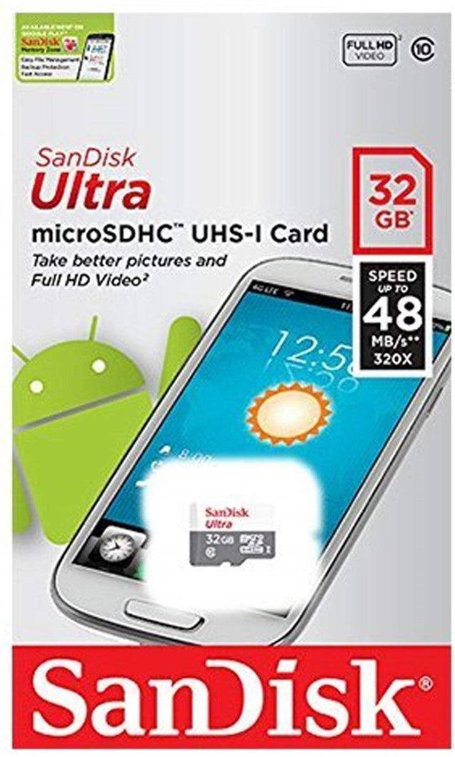 SanDisk 32GB microSDHC Ultra C10 Memory Card - GadgetiCloud