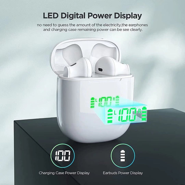 Wireless earbuds, Bluetooth 5.0 LED Power Display TWS earphones [with wireless charging case & Type-C Fast Charge]
